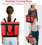 mosago Insulated Grocery Tote Bags, Large Reusable Cooler Bags with Zipper, Leakproof Thermal Shopping Bags for Food Delivery, Beach, Travel, Uber Eats & Picnic, Collapsible Personalized, Red