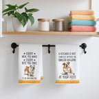 2Pcs Funny Dog Kitchen Towels 24x14 Inch, Cute English Bulldog Waffle Weave Dish Towels for Kitchen Home, White Absorbent Microfiber Hand Tea Towel, English Bulldog Gifts for Women Dog Lovers