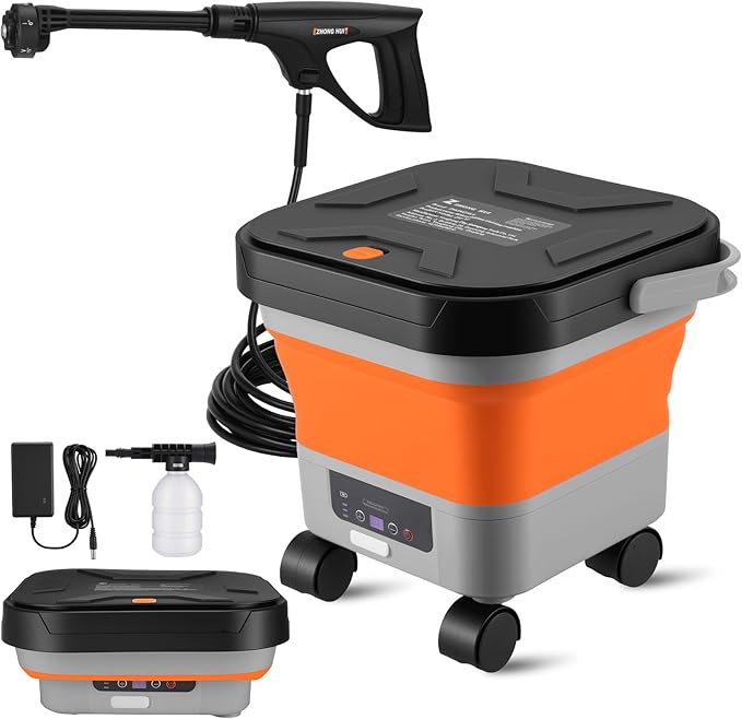 Portable Cordless Pressure Washer with 3.4-Gallon Tank, 6-in-1 Nozzle, Max 330PSI, 30000mAh Lithium Battery, Portable Sprayer Washer for Home, Camping, and Pet Cleaning