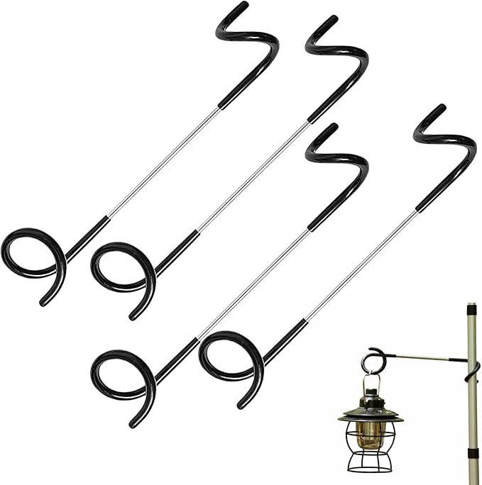 Lantern Stand Hook Camping Light Pole – Heavy Duty Camping Lantern Stand Tent Camping Accessories, Tent Pole Hook Lantern Holder Hanger Clips for Camping Light Hooks, Grill, Hiking