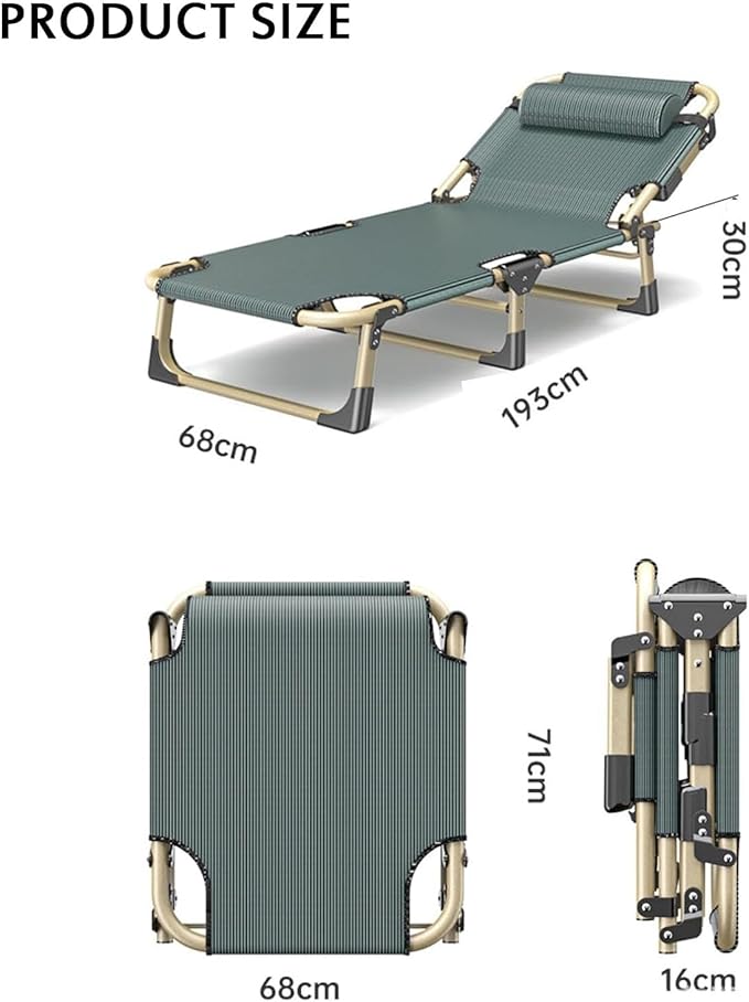 Folding Camping Cot for, Adjustable Adults Reclining Chaise, Folding Camping Cot, Sleeping Cots, Camp Bed for Outdoor, Home, Office,D