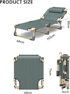 Folding Camping Cot for, Adjustable Adults Reclining Chaise, Folding Camping Cot, Sleeping Cots, Camp Bed for Outdoor, Home, Office,B