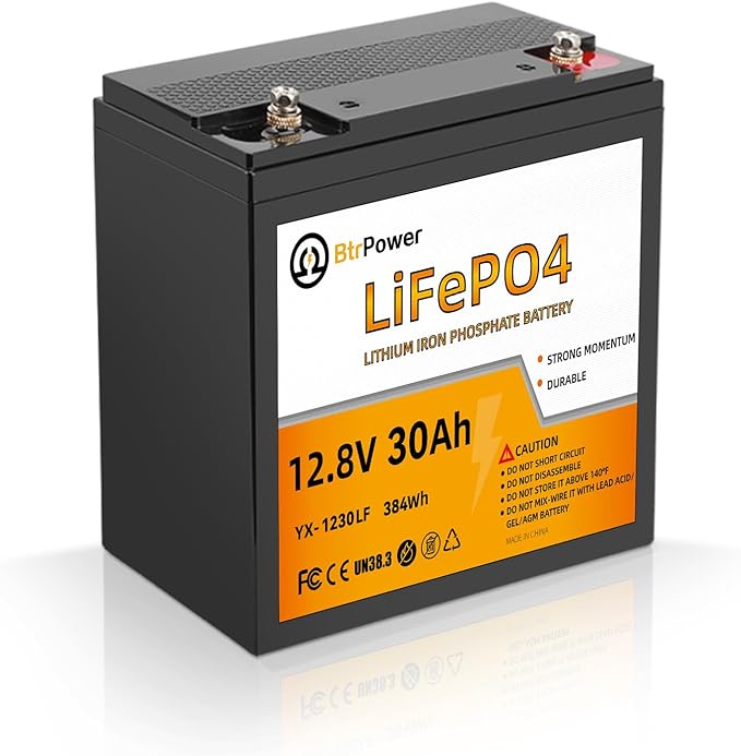 12V 30Ah LiFePO4 Battery,5000+ Deep Cycle Lithium Battery,Low-Temperature Protection,30A BMS,for Fish Finder, Trolling Motor, Kids Scooters, Power Wheel Chair,Boat, RV, etc