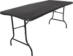 Lavish Home Portable Folding Tables - Lightweight Portable Folding Desk - 6-Foot-Long Plastic Table for Camping, Playing Cards, Parties, and Dining (Single/Black)
