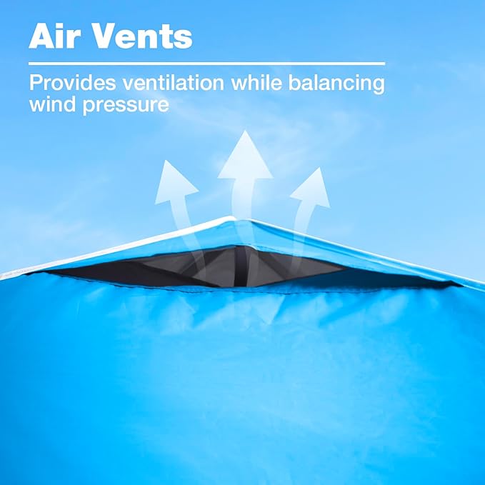 10x10 Canopy Replacement Top Cover with Air Vents for Pop up Canopy Gazebo Tent, with Adjustable Strap, Waterproof & Anti-UV for Outdoor Shade (Frame Not Included) (Sky Blue)
