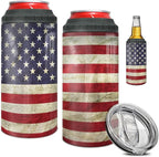 winorax American Flag Tumbler 4-in-1 Design 12oz Stainless Steel Insulated Tumblers 4th Of July Cups With Lids Coffee Travel Mug Cup For Men Boys Dad Grandpa Fathers Day