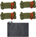 4 Pieces Tent Cords Reflective Guy Lines Heavy Duty Outdoor Climbing Ropes Lightweight Drawstring Bag Supplies for Hiking Travel Camping Backpacking S, Deep Green