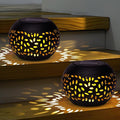 Solar Lanterns Outdoor Table Lights,2 Pack Outdoor Waterproof Decor, Hollow Out Retro Black Metal Solar Patio Lamps,Yard Porch Garden Balcony Indoor Desk Bedroom Tabletop Decorations