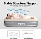 Twin Air Mattress with Built-in Pump, 2 Min Fast Inflation, 16" Raised Height, Supports up to 650 lbs, for Camping, Home Use, Guests, Portable Travel–Single Air Mattress