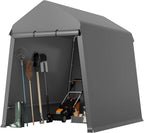 Wpond Outdoor Storage Tent 6 * 8 FT,Storage Shelter Shed,Waterproof Carport with Roll Up Doors & Vents Outdoor Storage Shed for Atv,Bike, Motorcycle, and Gardening Tools-GREY, Gray