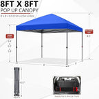ABCCANOPY Pop Up Canopy - Outdoor Patio Portable Canopy Tent Heavy Duty for Backyard and Deck with 4 Sandbags(Royal Blue, 8x8)
