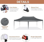 COBIZI 10x20 Pop Up Canopy Tent with Sidewalls, Outdoor Party Tent, Waterproof & UV50+, 3 Adjustable Heights, Higher Frame Design for Parties Backyard, Weddings, Markets, Gray