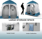 VINGLI 2 Room Shower Tent, 7.5 FT Instant Pop Up Shelter with Carrying Bag, Privacy Changing Room Tent,Perfect for Portable Toilet, Camping, Dressing, Outdoor Indoor, Easy Set Up