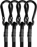80in 4 Pcs Bungee Cords with Carabiner Hooks Heavy Duty, Outdoor Black Bungee Straps, Strong Industrial Grade Elastic Bungee Rope for Securing Tarps, Luggage, Tents，Bikes or Garden Tidying