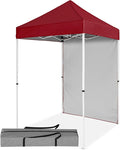 5x5 Pop Up Canopy Tent with One Sidewall, Instant Portable Beach Canopy, Outdoor Tent with Carry Bag for Camping, Sports, Tailgating, Events, Burgundy