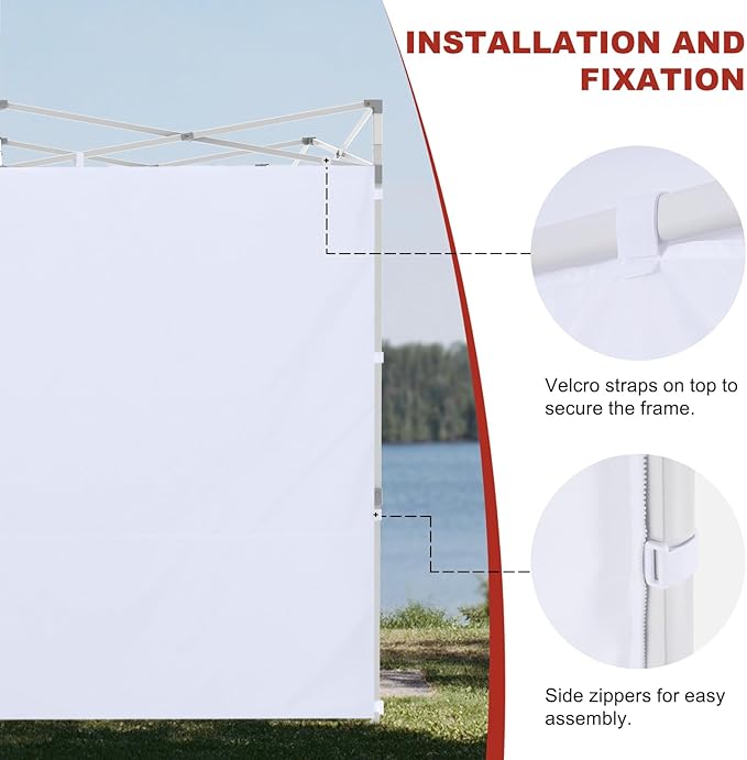 ABCCANOPY Instant Canopy SunWall 10x10 FT, 1 Pack Sidewall Only, No Frame or Top, Burgundy