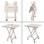 SUNNYFEEL Folding Camping Table - Lightweight Aluminum Portable Picnic Table, 18.5x18.5x24.5 Inch for Cooking, Beach, Hiking, Travel, Fishing, BBQ, Indoor Outdoor Small Foldable Camp Tables