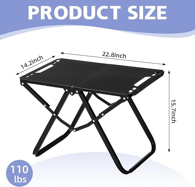 Geelin Folding Outdoor Side Table 22.8'' x 14.2'' x 15.7'' High Carbon Steel Portable Camping End Table for Outdoor Picnic Hiking Travel Patio Pool Balcony Deck