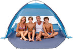 VEVOR Beach Tent Sun Shelter for 4 Person, UPF 50+ Protection, Portable Sun Shade Beach with Carrying Bag & Sand Pockets, Lightweight and Easy Setup Beach Umbrella for Camping Fishing Outdoor Picnic