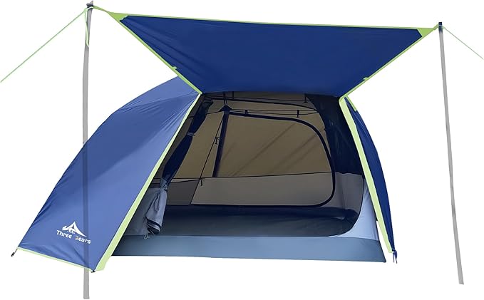 ThreeBears 4-Person Backpacking Tent Shelter, 3000mm Waterproof, Easy Setup, Spacious for Family Outdoor Adventures, Hiking, and Camping Trips