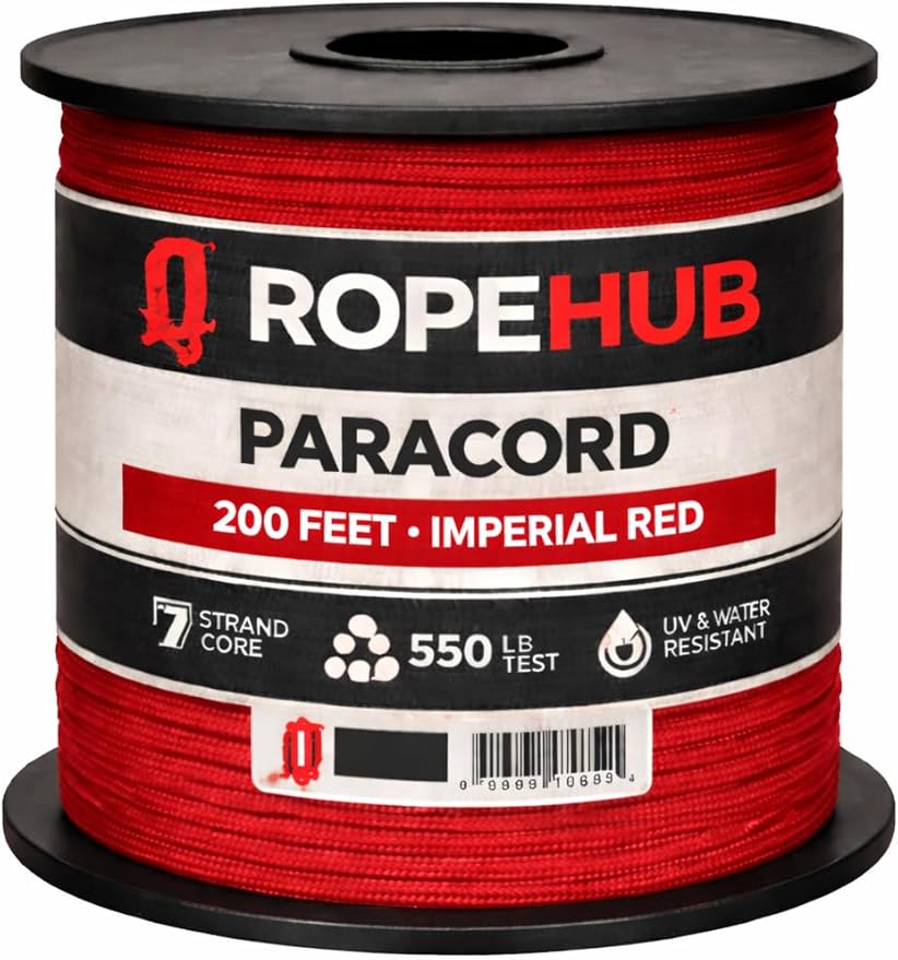 RopeHub 550 Paracord – 7 Strand Core Nylon Parachute Cord, 550 lb Test – Durable Utility Cord for Camping, Survival, DIY, Gear, Tents, Tarps – Multiple Colors & Lengths