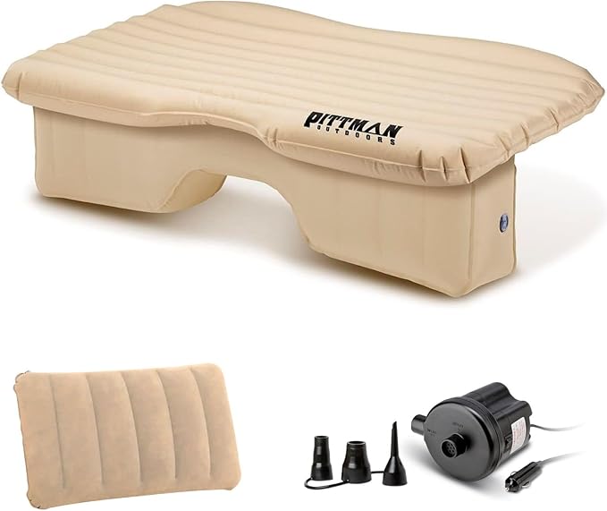 Pittman Outdoors Backseat Bed – 60" Air Mattress for Trucks & Vans – Includes Pump, Pillow & Storage Bag