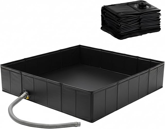 Portable Shower Pan 41"x41"x10" Large Outdoor Shower Tray Foldable Shower Base & Basin Floor for Camping RV Beach Pool Deck Pet Bathing Outdoor Indoor Shower Stall Enclosures