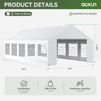 Aoxun 16x32 Party Tent Canopy for Weddings Waterproof Event Tent with Removable Sidewalls &Roll-up Door, Heavy-Duty Steel Frame for Outdoor Weddings, BBQ, Birthday Parties, & Camping,White