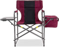 Director Camping Chair with Cooler Bag & Foldable Side Tray - 400lbs Heavy Duty Outdoor Folding Lawn Chair, Portable Camp Chair for Backyard, Fishing, Beach (Wine Red)