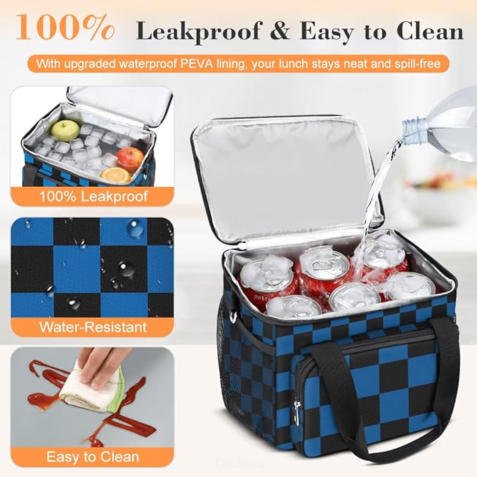 Coobiiya Large Expandable Insulated Lunch Bag Cooler Bag，12-23L Lunch Box for Men Double Deck Leakproof，Heavy Duty LunchBag Cooler Bags for Camping, Travel, Kayaking & Beach