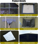 Large Luxury Inflatable Camping Tent Cotton Canvas Tent, Breathable and Waterproof Air Tent with Skylight and Stove Jack Hole for for 4-6-8-10 Person Family Camping