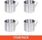 IMUSA 4 Pack 0.7 Quart Aluminum Mug for Stovetop Use or Camping, Silver