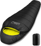 KAMPKEEPER Mummy Sleeping Bag, Cold Weather Camping Sleeping Bag, 32℉ 3-4 Seasons Adults Sleeping Bag, Non-Snag Zipper with Adjustable Hood for Backpacking, Hiking