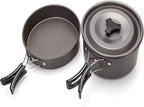 Camping Cookware Camping Pot Outdoor Cooking Set Mountaineering Backpacking Tableware Kit for Travel Hiking Picnic Black Picnic Utensils