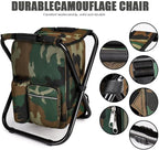 Large Size Portable Hiking Camouflage Camping Stool, 3 in1 Multifunction Fishing Backpack Chair, Folding Camping Chair Stool with Cooler Insulated Picnic Bag