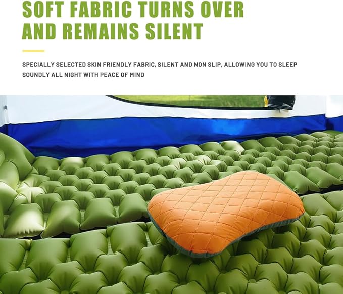 Self Inflating Sleeping Pad with Travel Pillow Camping Pillow for Sleeping Easy to Use - Lightweight & Compact - 4-Season Camp Sleeping Mat and Pillow for Outdoor Activities, Camping,Travel,Car,Tent