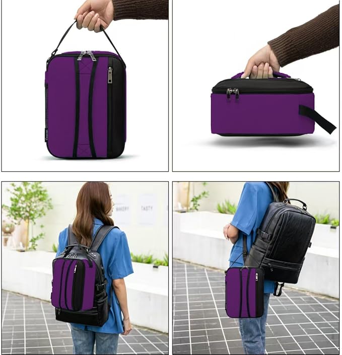 BEIMILY Lunch Box for Men Women Adults,Small Insulated Lunch Bag for Office Work Picnic,Reusable Portable Lunchbox,Soft Cooler Tote Bag(Dark Purple)