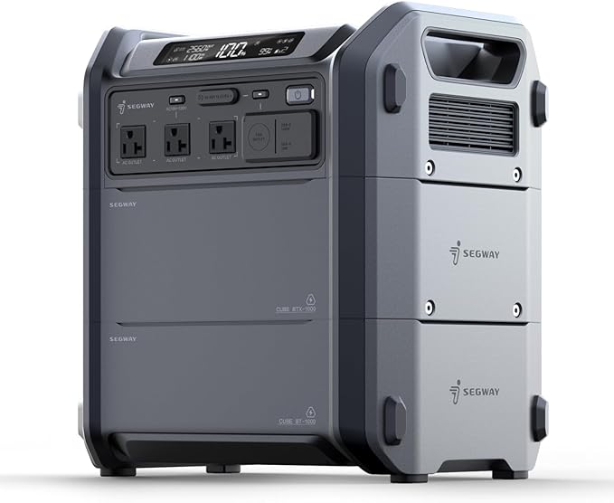 Segway Portable Power Station Cube 2000, 2200W AC Outlets, 2048Wh LiFePO4 Battery, Expandable Battery Capacity up to 5kWh Solar Generator for Camping, Home Backup, Power Outages, Off-grid