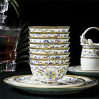 Enameled Bone China Tableware Set Bowl Plate Spoon Chopsticks and Household Set