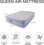 Queen Air Mattress Bed with Built in Pump,16 Inches High Queen Airbed Inflatable Mattress,Comfort Thickened Blow Up Air Mattress,Travel Sleeping Pad for Guests Home(Queen Size)