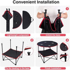 LEADALLWAY Camping Table Folding Picnic Table with 4 Cup Holders and Carrying Bags Collapsible Canvas Portable Tables Folding for BBQ Outdoor Fishing | 4 Cup Holders, Carrying Bags, Collapsible, BBQ, Outdoor, Fishing