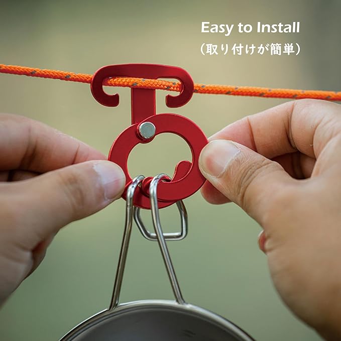 TRIWONDER Ultralight Aluminum T-Ring Hooks, Paracord Tension Camp Hooks Guyline Cord Adjuster for Tent Camping Hiking Backpacking Outdoor Activity (Blue - 6 Pack)