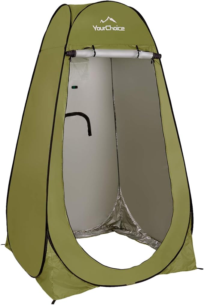 Your Choice Pop Up Privacy Shower Tent, 3.9 x 3.9 x 6.2FT Portable Camping Changing Room, Instant Setup Outdoor Shelter with Silver Coating, Vent Window & Carry Bag for Beach, Hiking & RV | Portable, for Camping, Beach, Hiking, with Carry Bag, Quick Setup