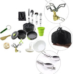 Camping Cookware Kit Outdoor Aluminum Cooking Set Travelling Hiking Picnic BBQ Tableware Equipment Kettle Pots Kitchenware(C)