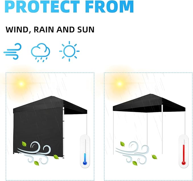 Joramoy Instant Canopy Sidewall 10×10 for Pop Up Tent, Waterproof Sunwall for Straight Leg Canopy with UV Protection, 1 Pack Side Panels Only(10×10, Black)