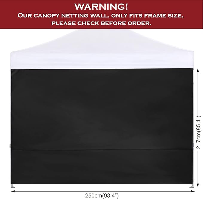 COOSHADE Instant Canopy SunWall 8x8 Canopy SideWall for Pop up Canopy Tent, 1 Pack Sidewall Only, Black