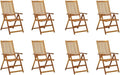 Folding Patio Chairs with Cushions 8 pcs Solid Acacia Wood Balcony Chairs Camping Chair Accent Chair Outdoor Chairs for Bedroom Dining Outdoor Patio