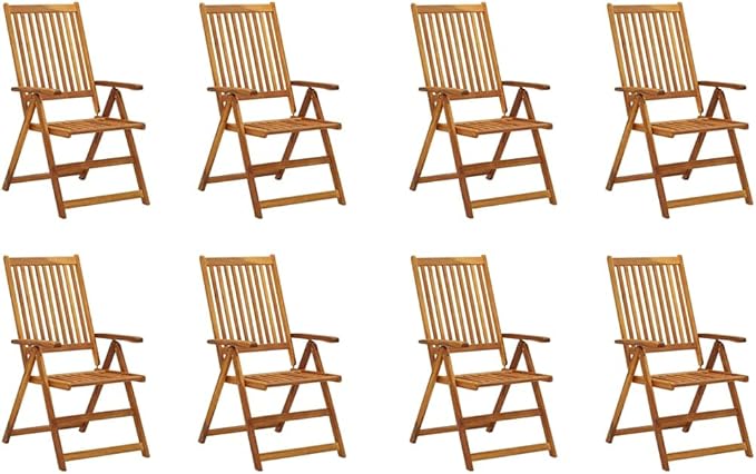 Folding Patio Chairs with Cushions 8 pcs Solid Acacia Wood Balcony Chairs Camping Chair Accent Chair Outdoor Chairs for Bedroom Dining Outdoor Patio