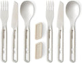 Sea to Summit Detour Stainless Steel Camp Cutlery Set, 2 Person (2 Knives, Forks, Spoons, w/Silicone Keeper)