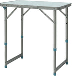 Outsunny 23" Folding Camping Table with Height Adjustability, Lightweight Portable Table with Carry Handle, Outdoor Folding Table Camping Accessories